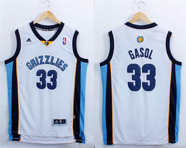 Men Memphis Grizzlies 33 Gasol White Adidas NBA Jerseys